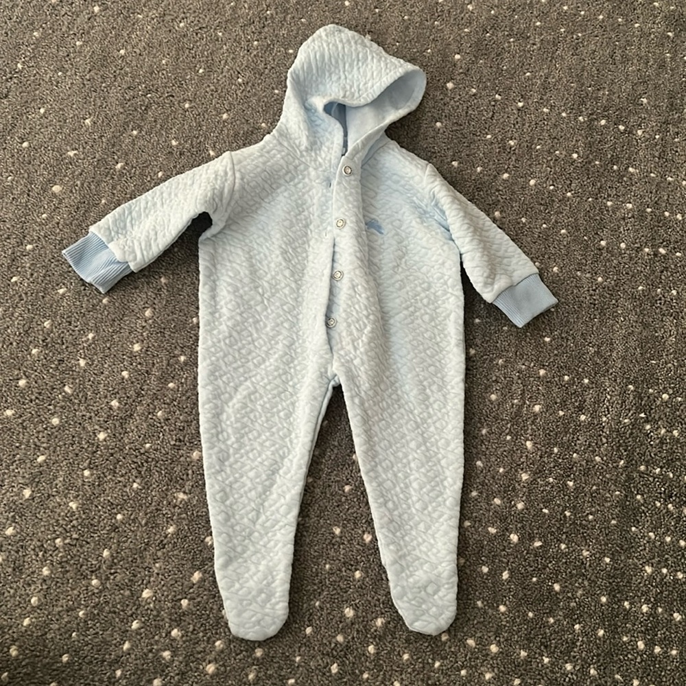 New baby footie button up with hood
